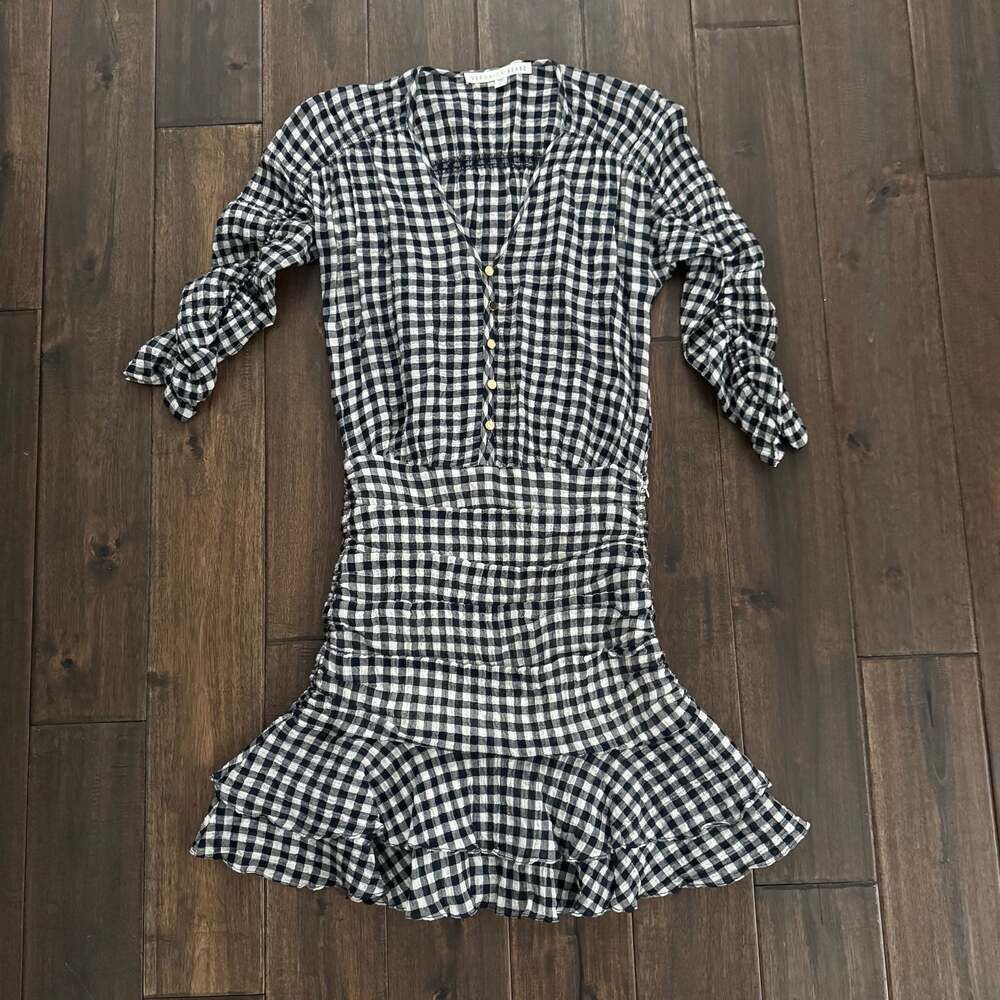 Veronica Beard Campbell Gingham Ruched Mini Dress Size 0